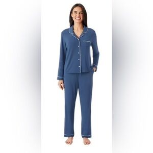 MEMBERS MARK NWOT Women’s Knit Pajama Set, Long Sleeve/Long Pants Blue & White